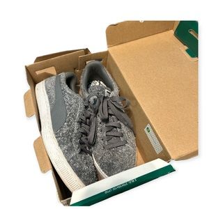 Grey fuzzy puma sneakers